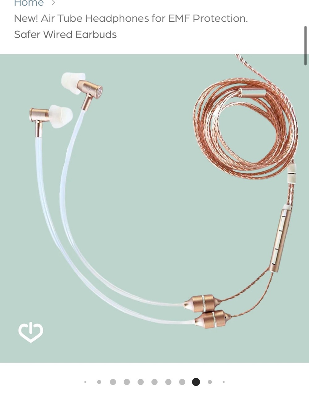Tech Wellness Gold Air Tube Earbuds - Safer Wired Headphones